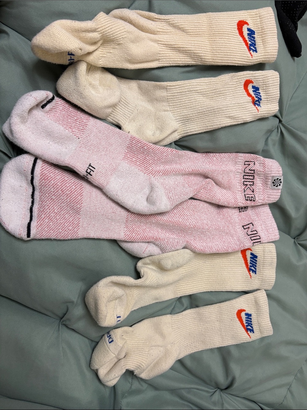 Nike Crew & Athletic Socks in Pink and Cream with Orange Swoosh 3 pairs